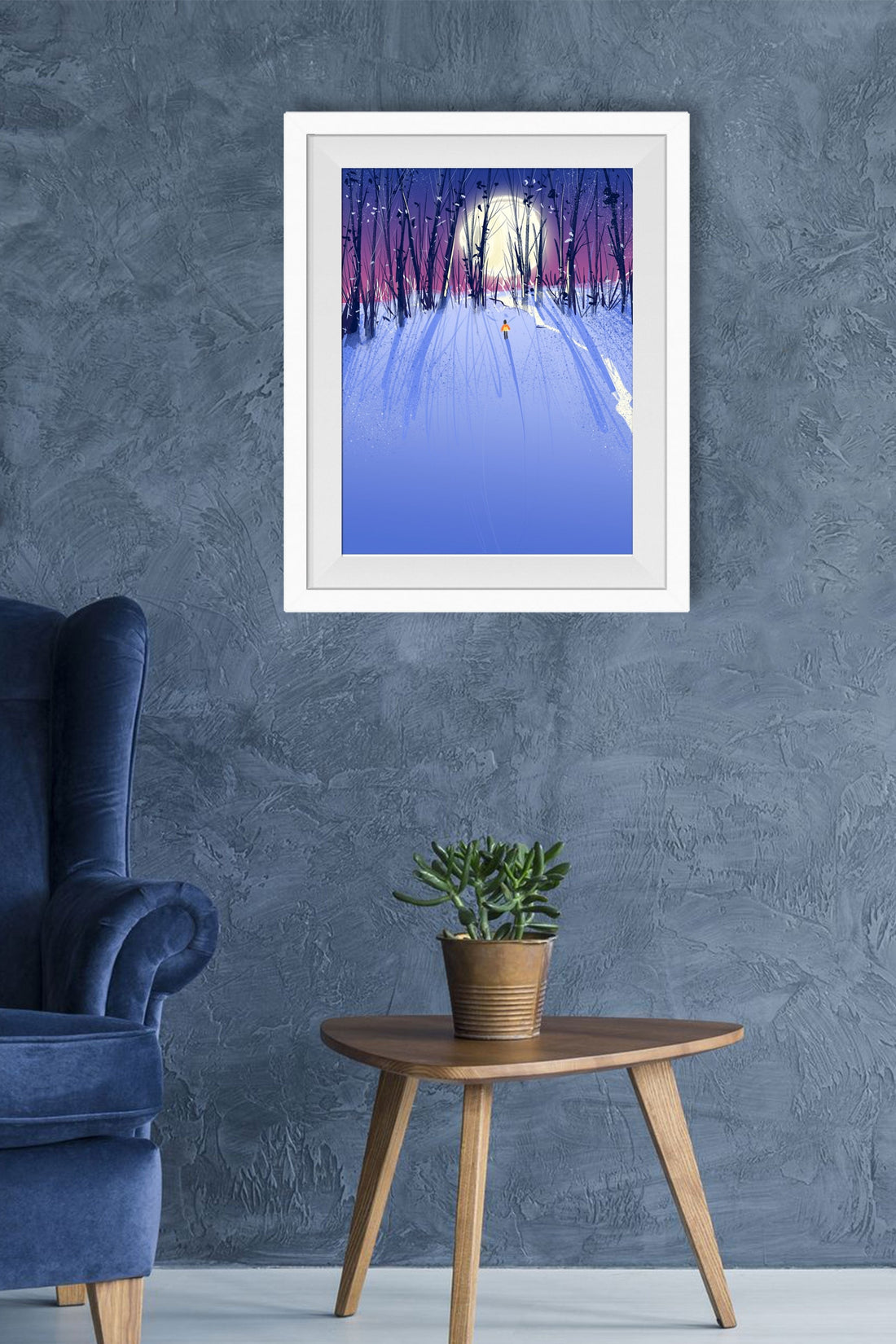 Full Moon Night Painting - Meri Deewar 2 : 3 Vertical Premium Wall Art Canvas by MeriDeewar