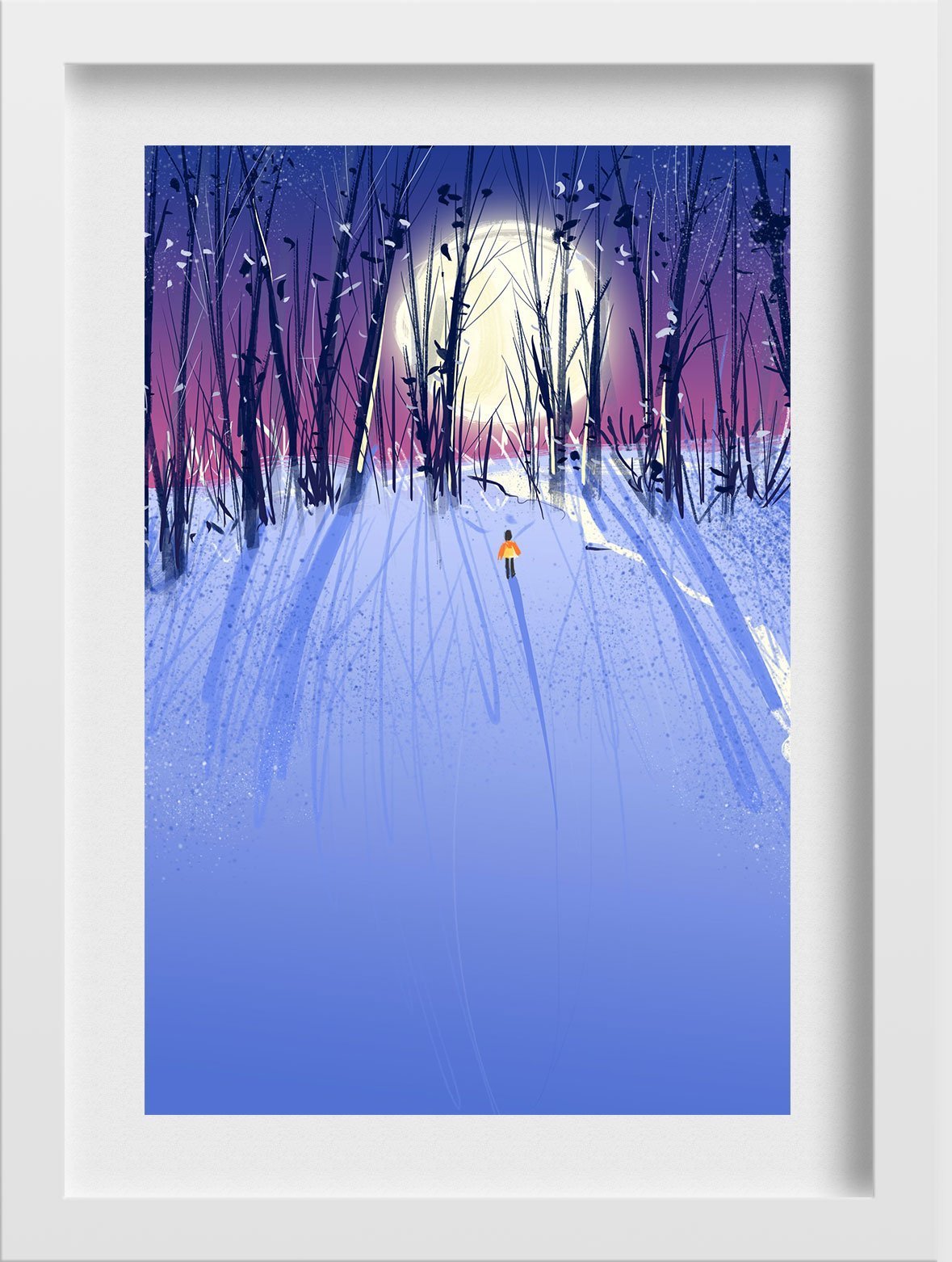 Full Moon Night Painting - Meri Deewar 2 : 3 Vertical Premium Wall Art Canvas by MeriDeewar