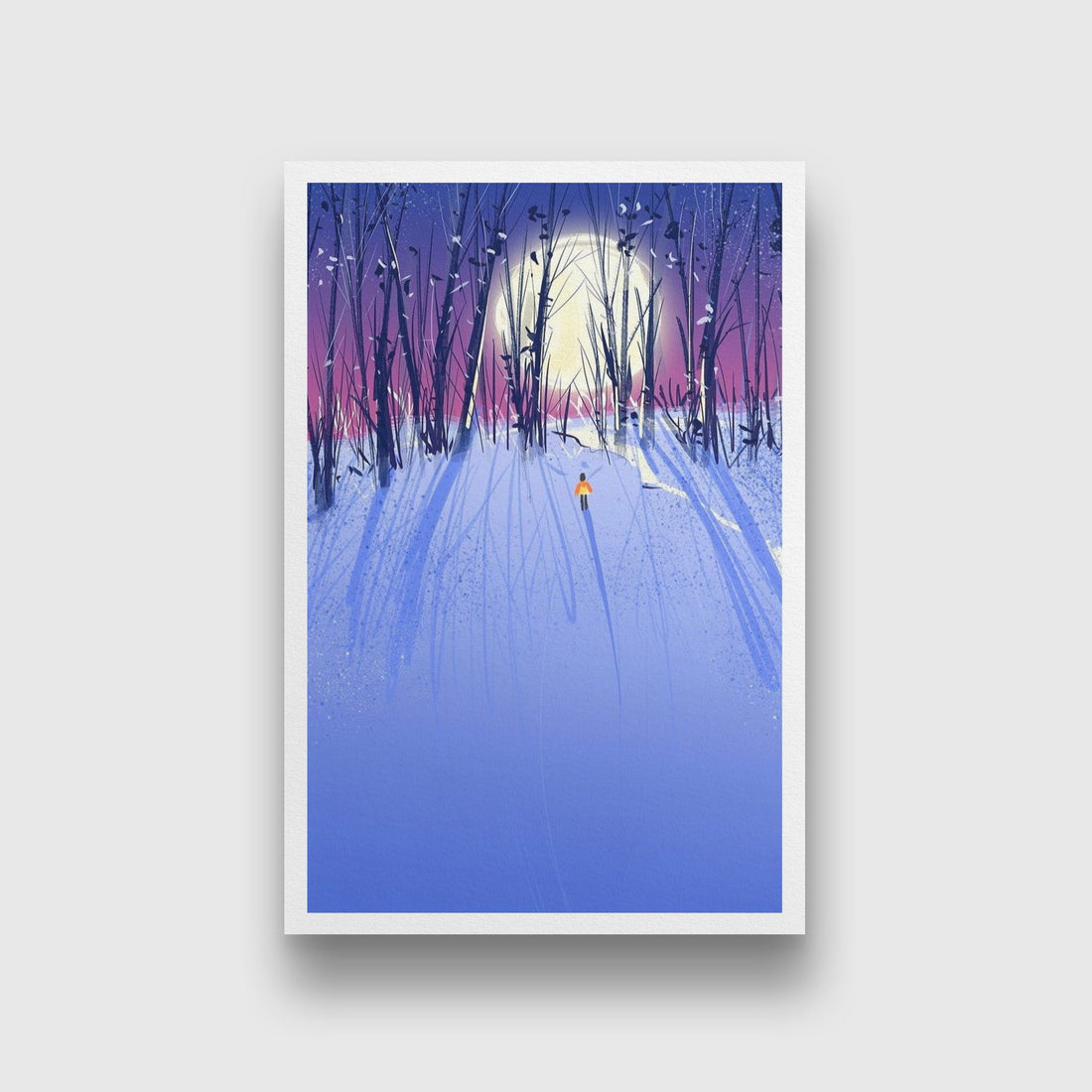 Full Moon Night Painting - Meri Deewar 2 : 3 Vertical Premium Wall Art Canvas by MeriDeewar