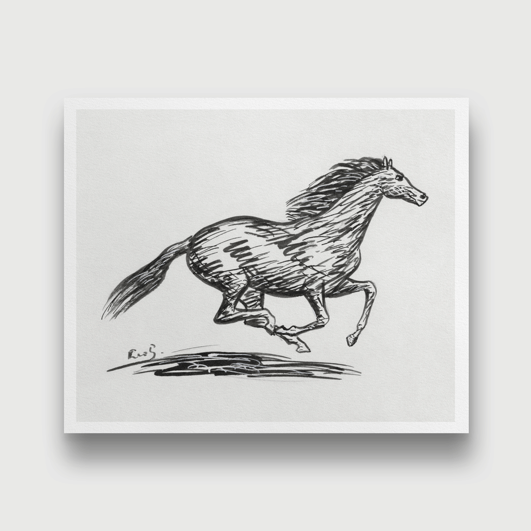 Galloping horse Painting 6 : 5 Horizontal Premium Wall Art Canvas by MeriDeewar