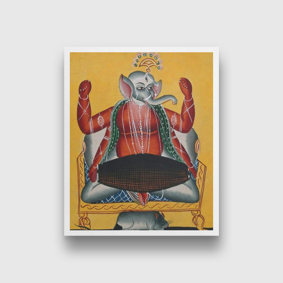 Ganesh-playing-the-dhola-(double-drum) Painting - Meri Deewar 4 :5 Vertical Premium Wall Art Canvas by MeriDeewar