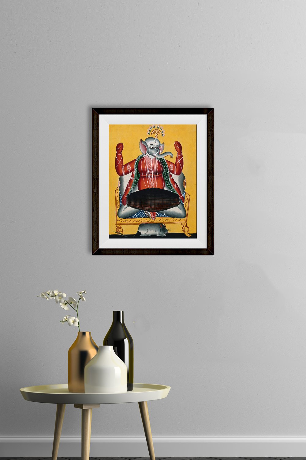 Ganesh-playing-the-dhola-(double-drum) Painting - Meri Deewar 4 :5 Vertical Premium Wall Art Canvas by MeriDeewar