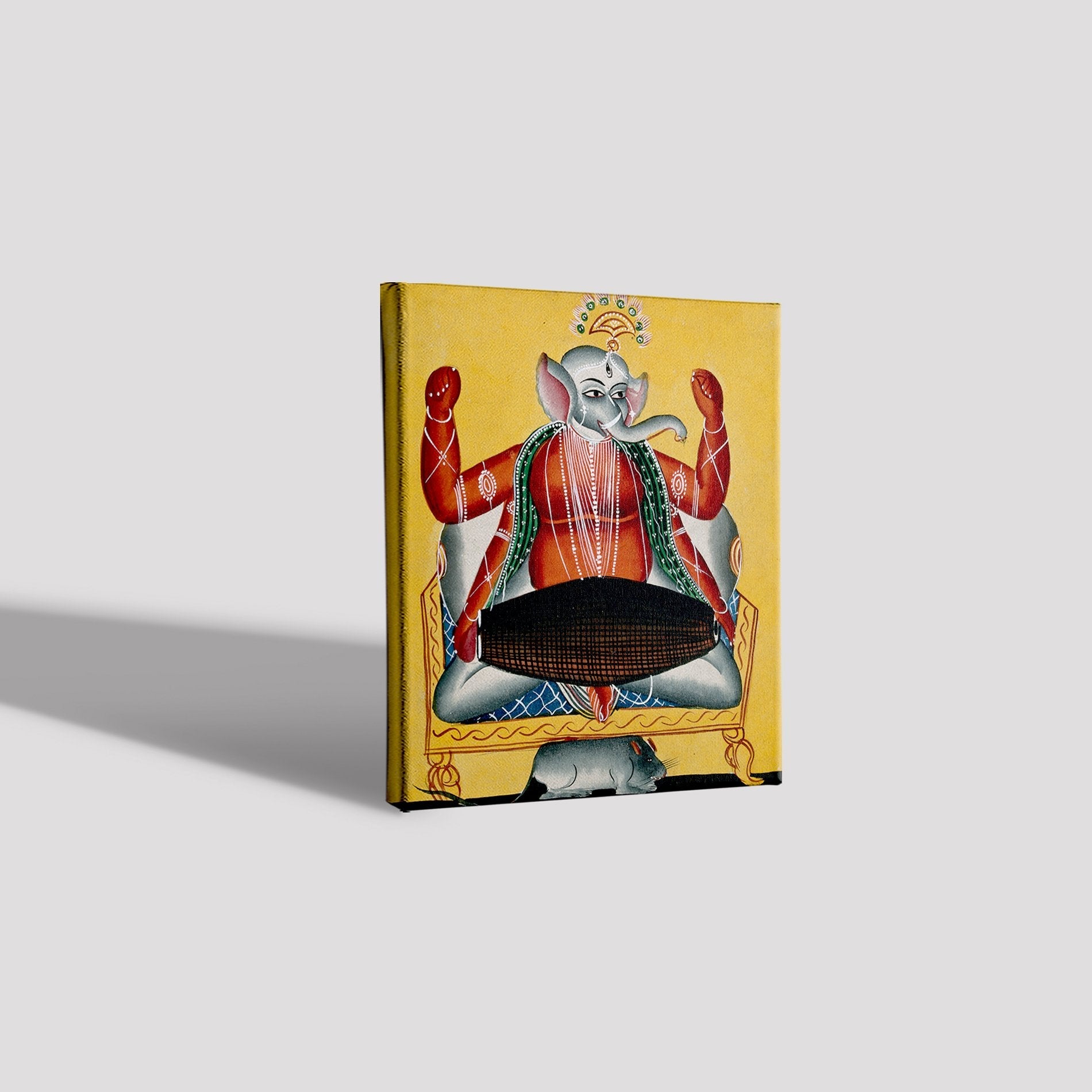Ganesh-playing-the-dhola-(double-drum) Painting - Meri Deewar 4 :5 Vertical Premium Wall Art Canvas by MeriDeewar
