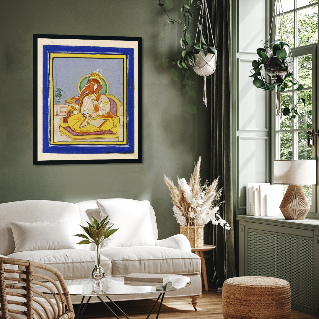 Ganesha Artwork Painting 1 : 1 Square Premium Wall Art Canvas by MeriDeewar