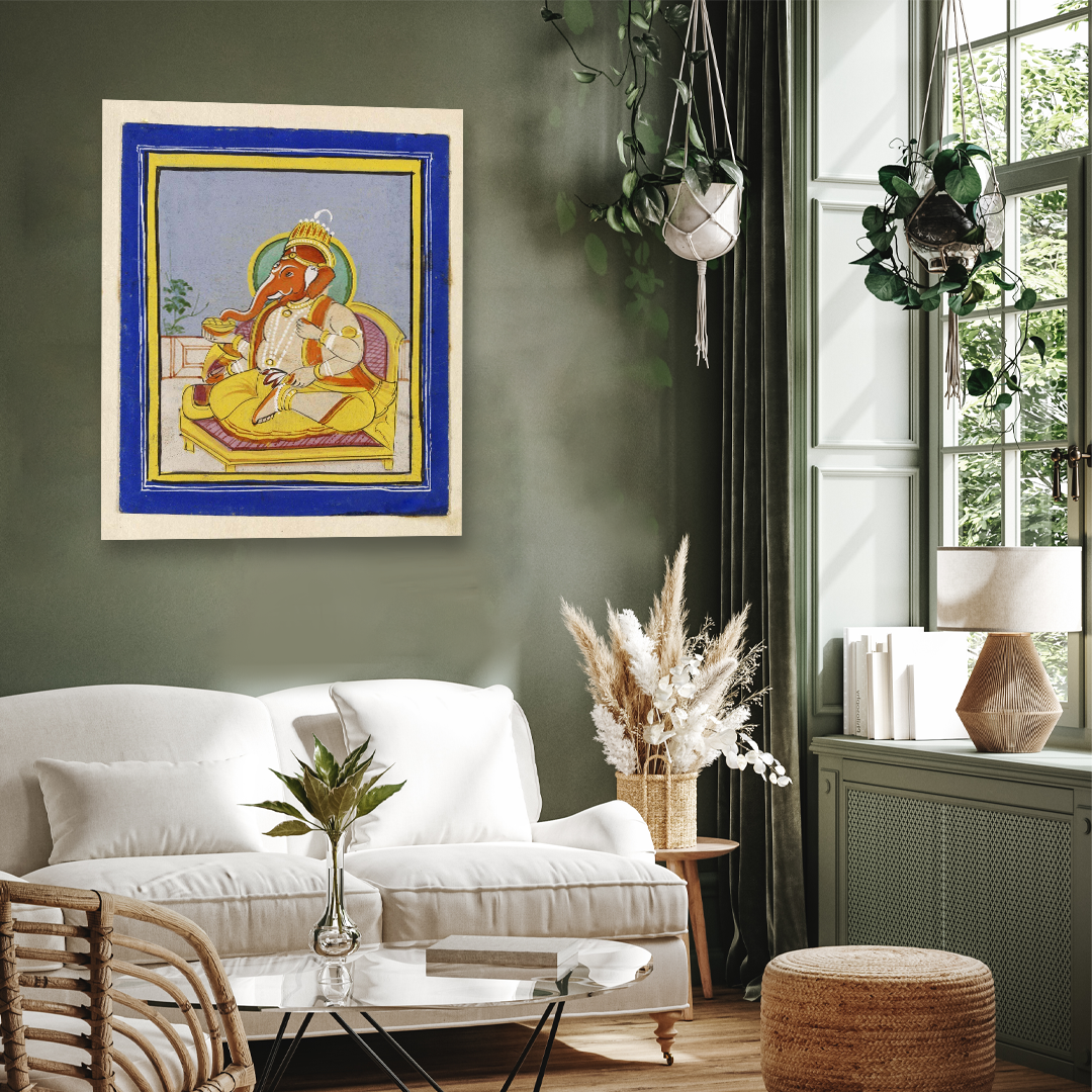 Ganesha Artwork Painting 1 : 1 Square Premium Wall Art Canvas by MeriDeewar