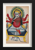 Ganesha enthroned holding his symbols with his rat Painting - Meri Deewar 2 : 3 Vertical Premium Wall Art Canvas by MeriDeewar