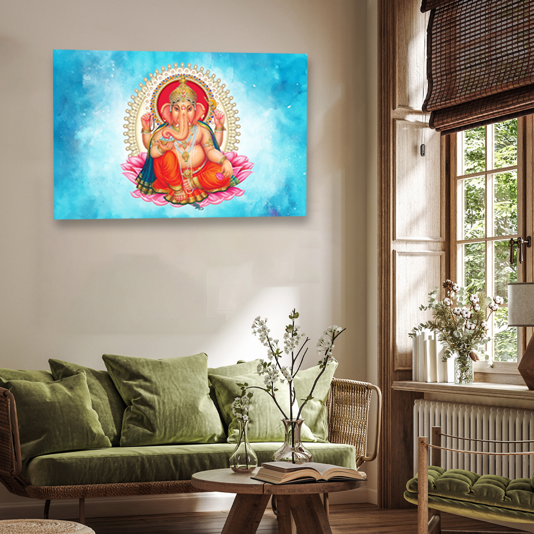 Ganesha Painting 3 : 2 Horizontal Premium Wall Art Canvas by MeriDeewar