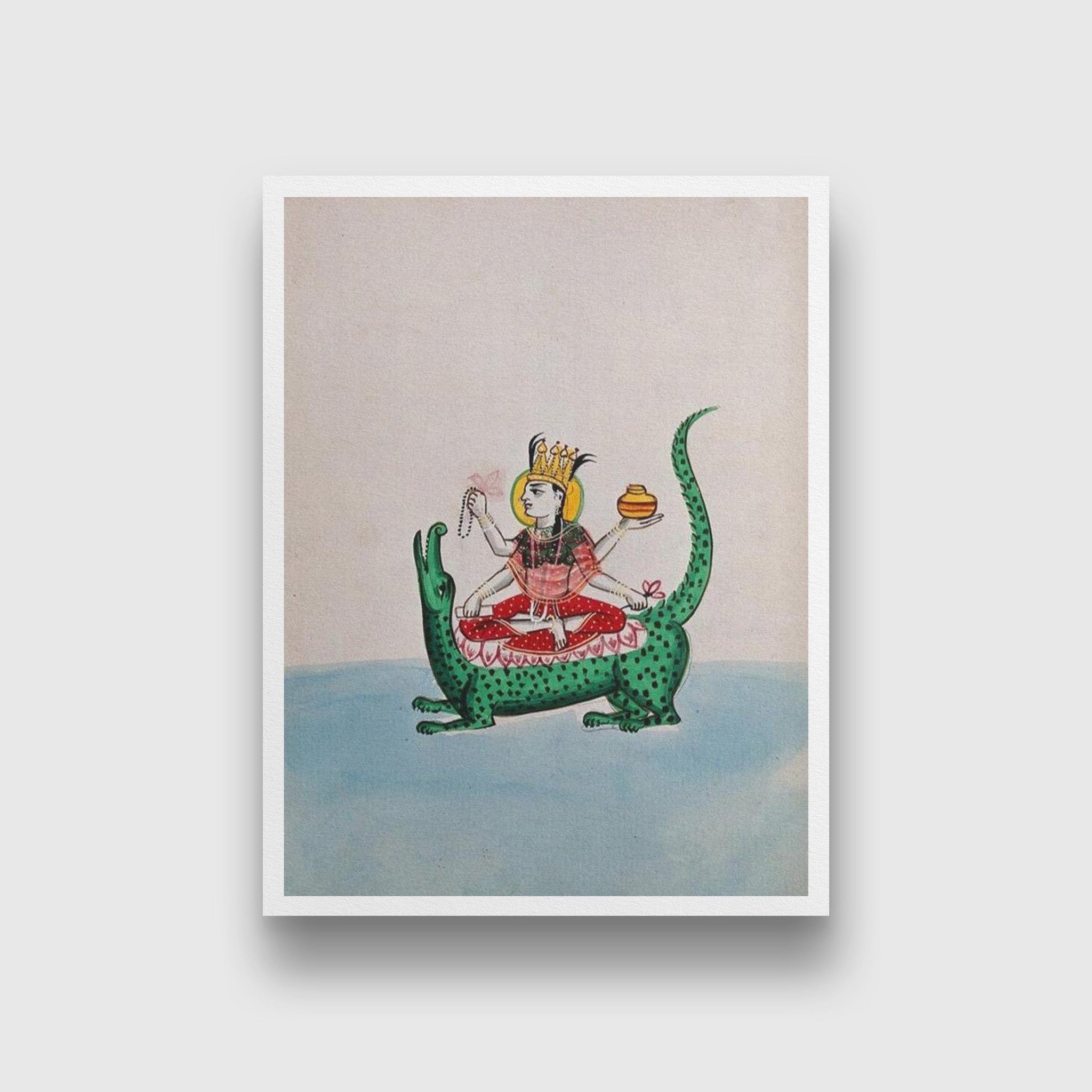 Ganga and the river Ganges falling from heaven Painting - Meri Deewar 3 : 4 Vertical Premium Wall Art Canvas by MeriDeewar