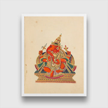 Ganpati Painting 4 :5 Vertical Premium Wall Art Canvas by MeriDeewar