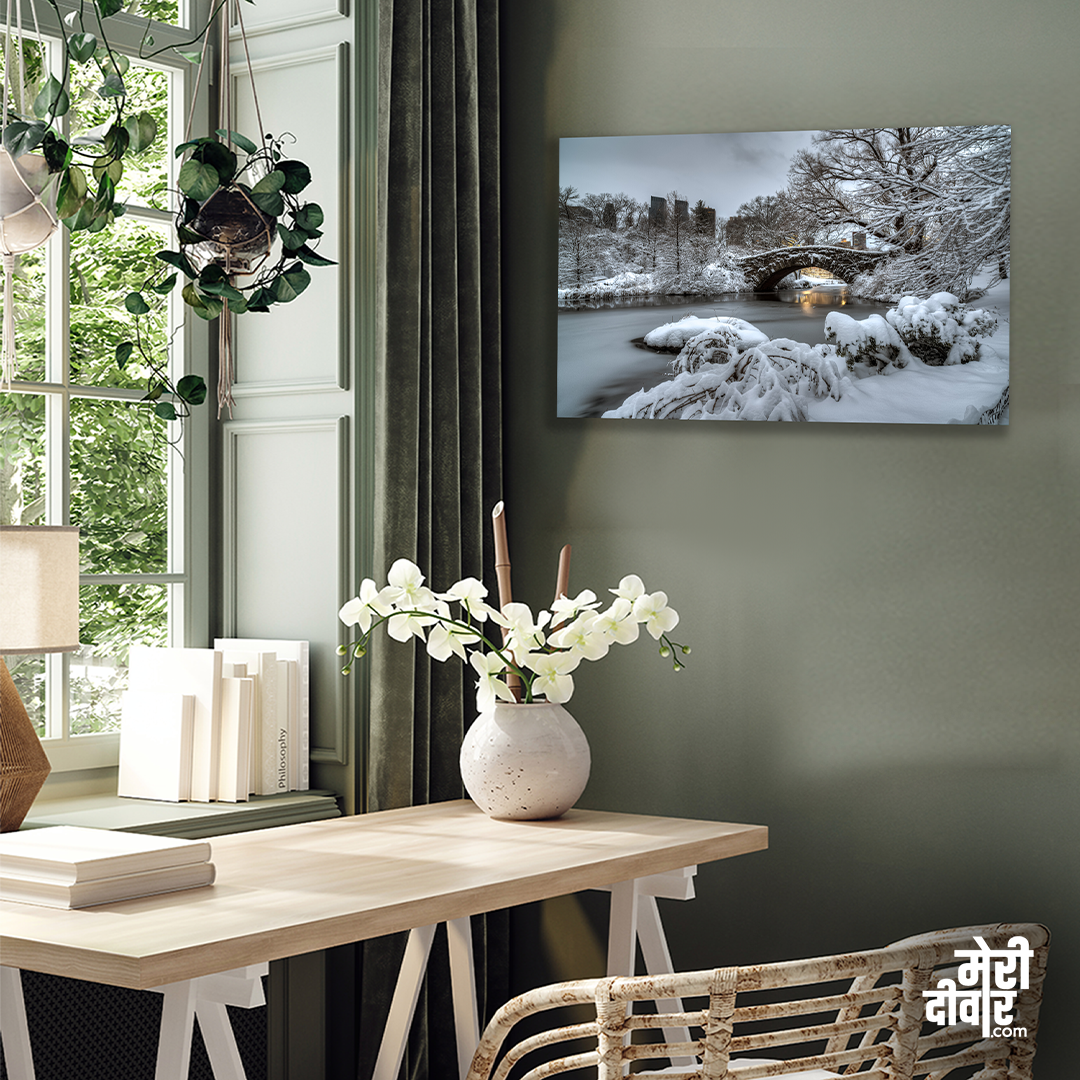 Gapstow Bridge Central Park New York Wall Painting 3 : 2 Horizontal Premium Wall Art Canvas by MeriDeewar
