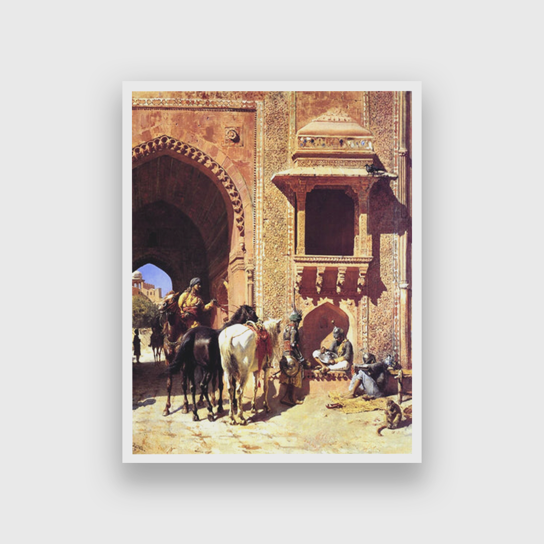 Gate Of The Fortress At Agra Painting 4 :5 Vertical Premium Wall Art Canvas by MeriDeewar