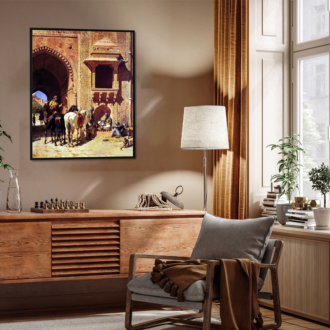 Gate Of The Fortress At Agra Painting 4 :5 Vertical Premium Wall Art Canvas by MeriDeewar