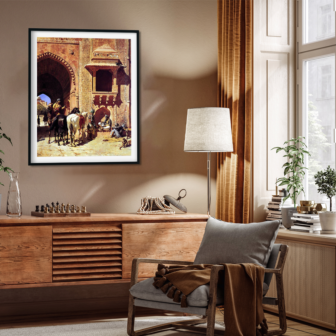 Gate Of The Fortress At Agra Painting 4 :5 Vertical Premium Wall Art Canvas by MeriDeewar
