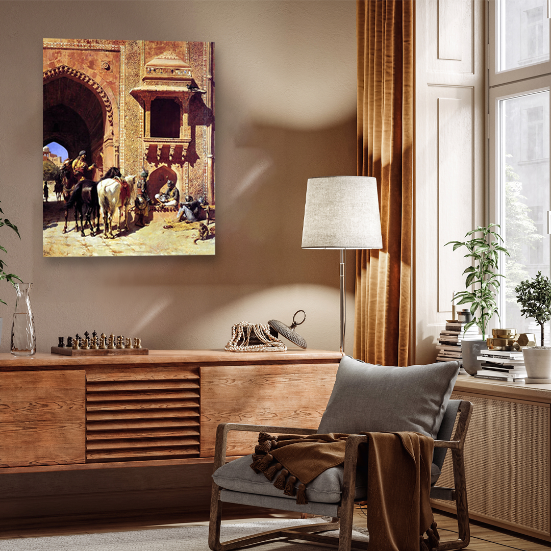 Gate Of The Fortress At Agra Painting 4 :5 Vertical Premium Wall Art Canvas by MeriDeewar