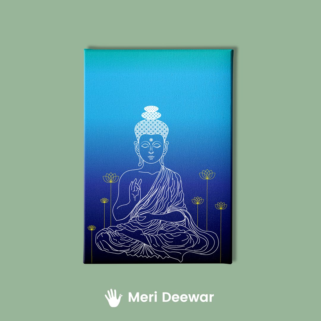 Gautam Buddha Painting - Meri Deewar 2 : 3 Vertical Premium Wall Art Canvas by MeriDeewar