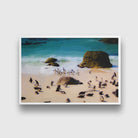 Gentoo Penguin walking on the Beach painting - Meri Deewar 3 : 2 Horizontal Premium Wall Art Canvas by MeriDeewar