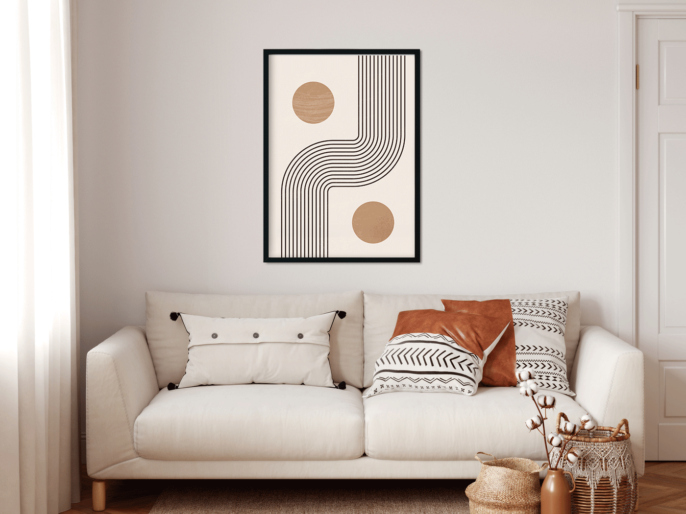 Geometric Arch Lines Paninting 3 : 4 Vertical Premium Wall Art Canvas by MeriDeewar
