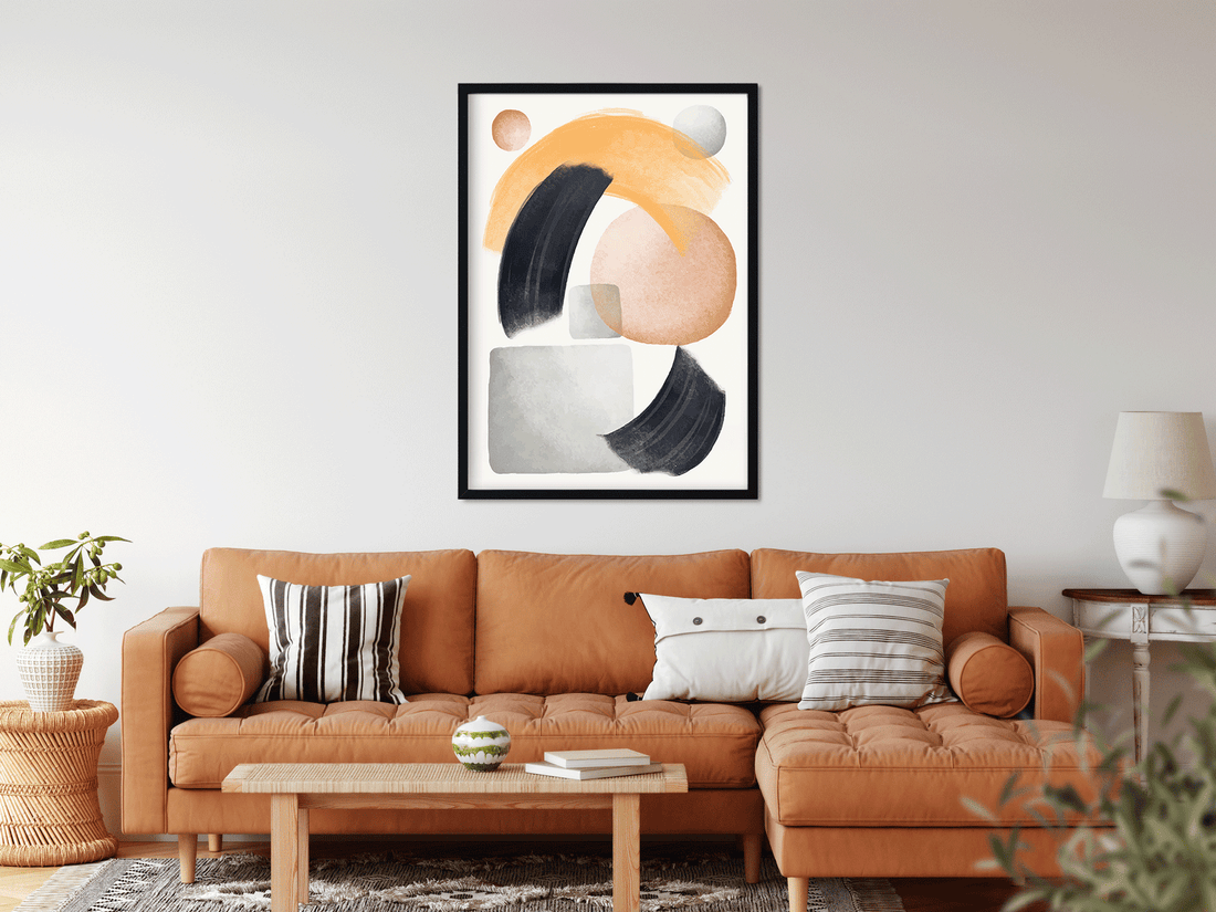 Geometric shapes abstract watercolor Painting 3 : 4 Vertical Premium Wall Art Canvas by MeriDeewar