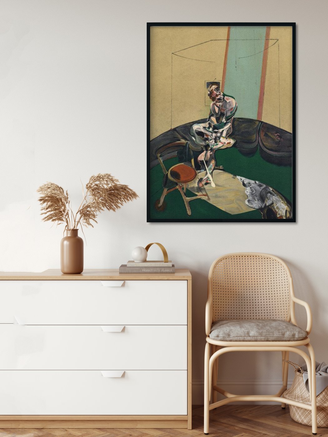 George Dyer Fixing the Cord of a Curtain Painting - Meri Deewar 3 : 4 Vertical Premium Wall Art Canvas by MeriDeewar