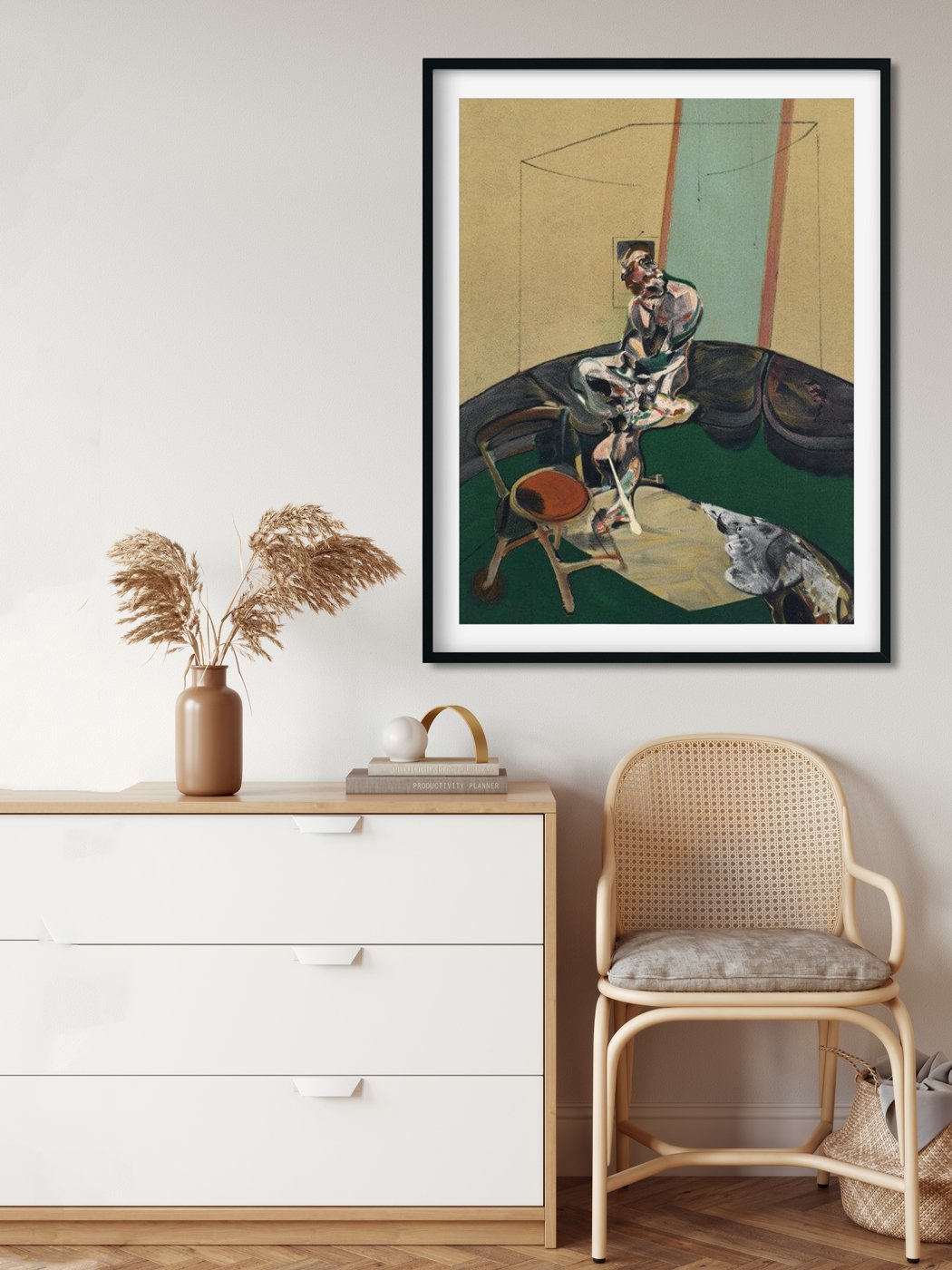 George Dyer Fixing the Cord of a Curtain Painting - Meri Deewar 3 : 4 Vertical Premium Wall Art Canvas by MeriDeewar