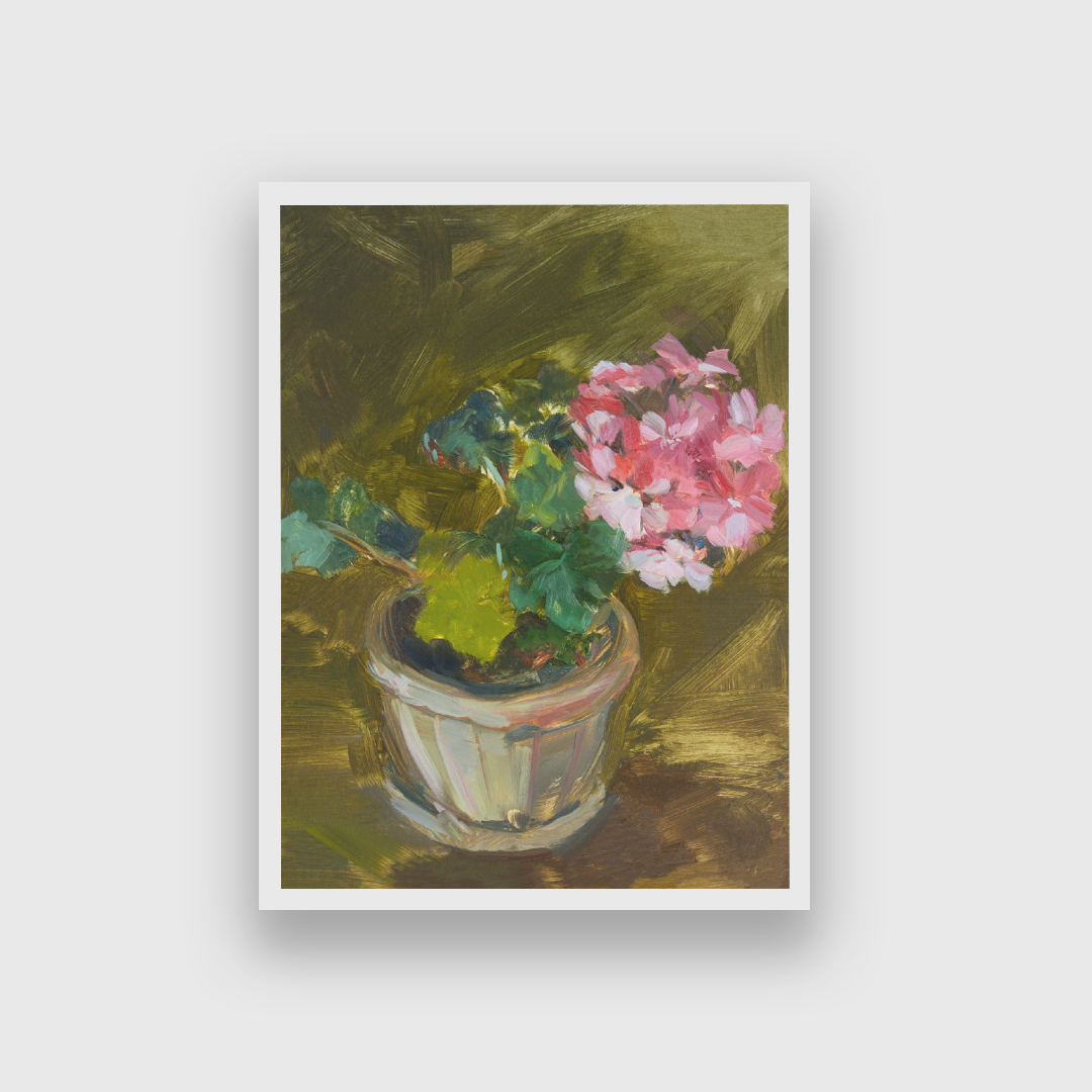 Geranium Oil Painting 3 : 4 Vertical Premium Wall Art Canvas by MeriDeewar
