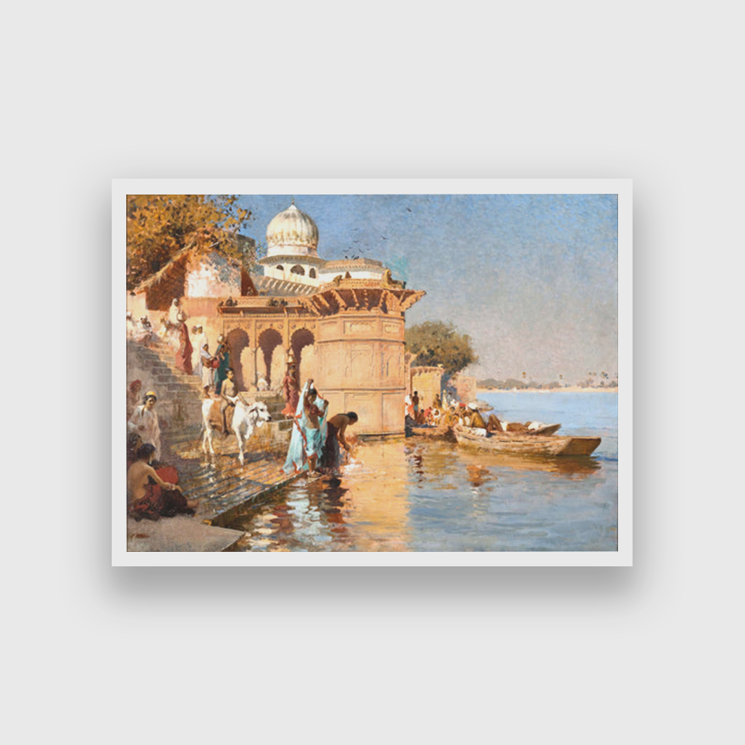 Ghats of Mathura Painting 4 : 3 Horizontal Premium Wall Art Canvas by MeriDeewar