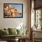 Ghats of Mathura Painting 4 : 3 Horizontal Premium Wall Art Canvas by MeriDeewar