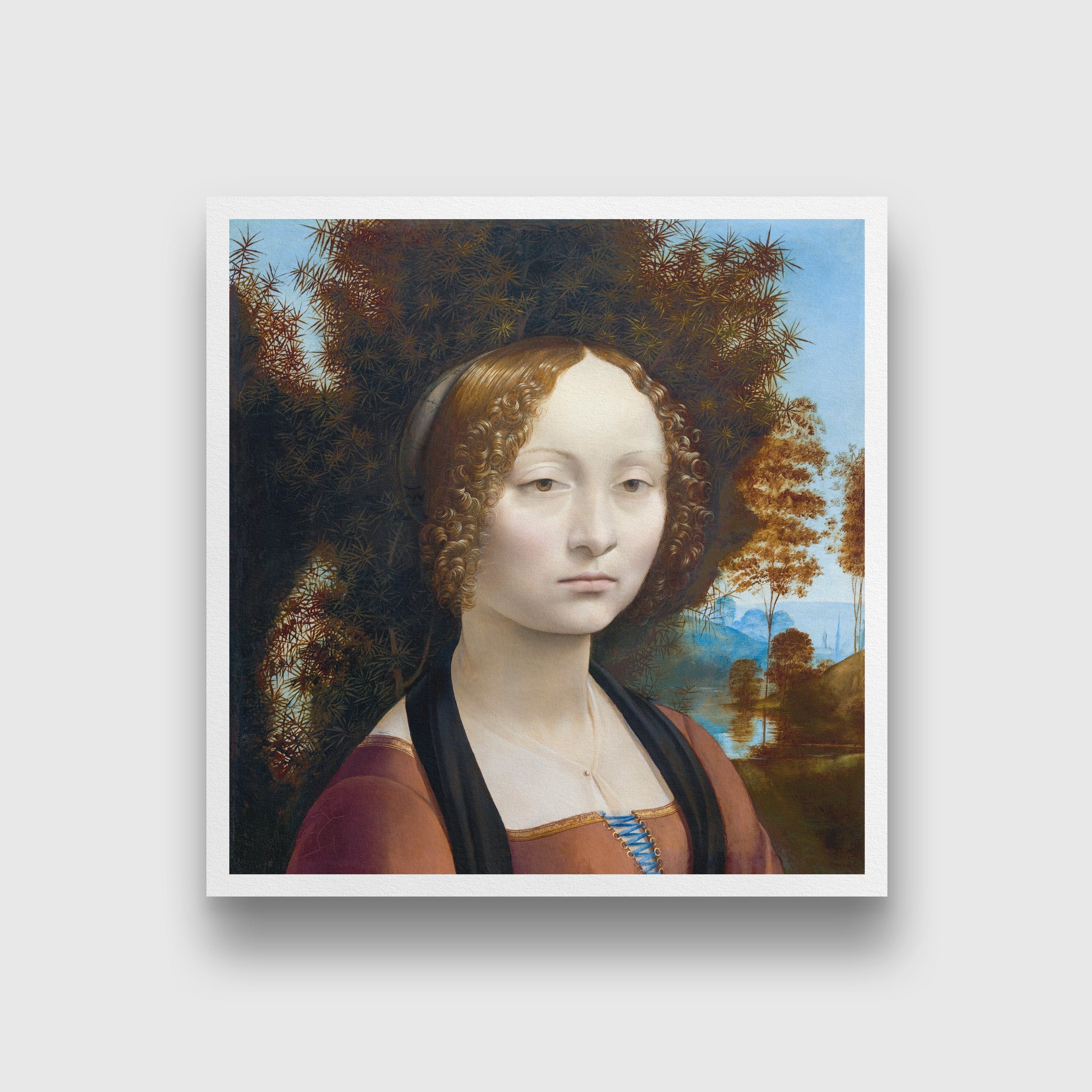 Ginevra de' Benci Painting - Meri Deewar 1 : 1 Square Premium Wall Art Canvas by MeriDeewar