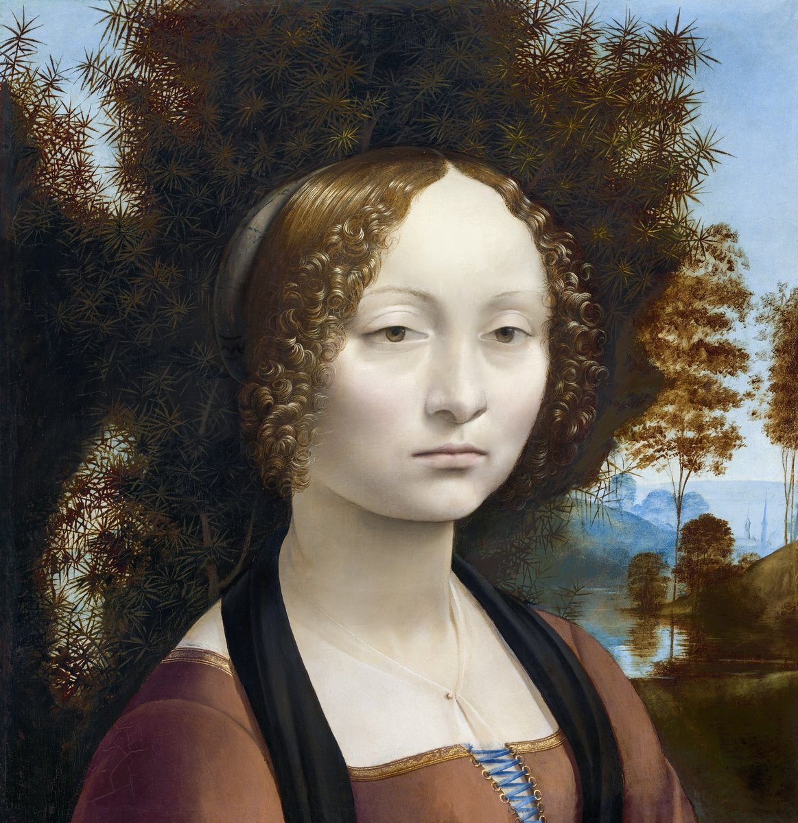 Ginevra de' Benci Painting - Meri Deewar 1 : 1 Square Premium Wall Art Canvas by MeriDeewar