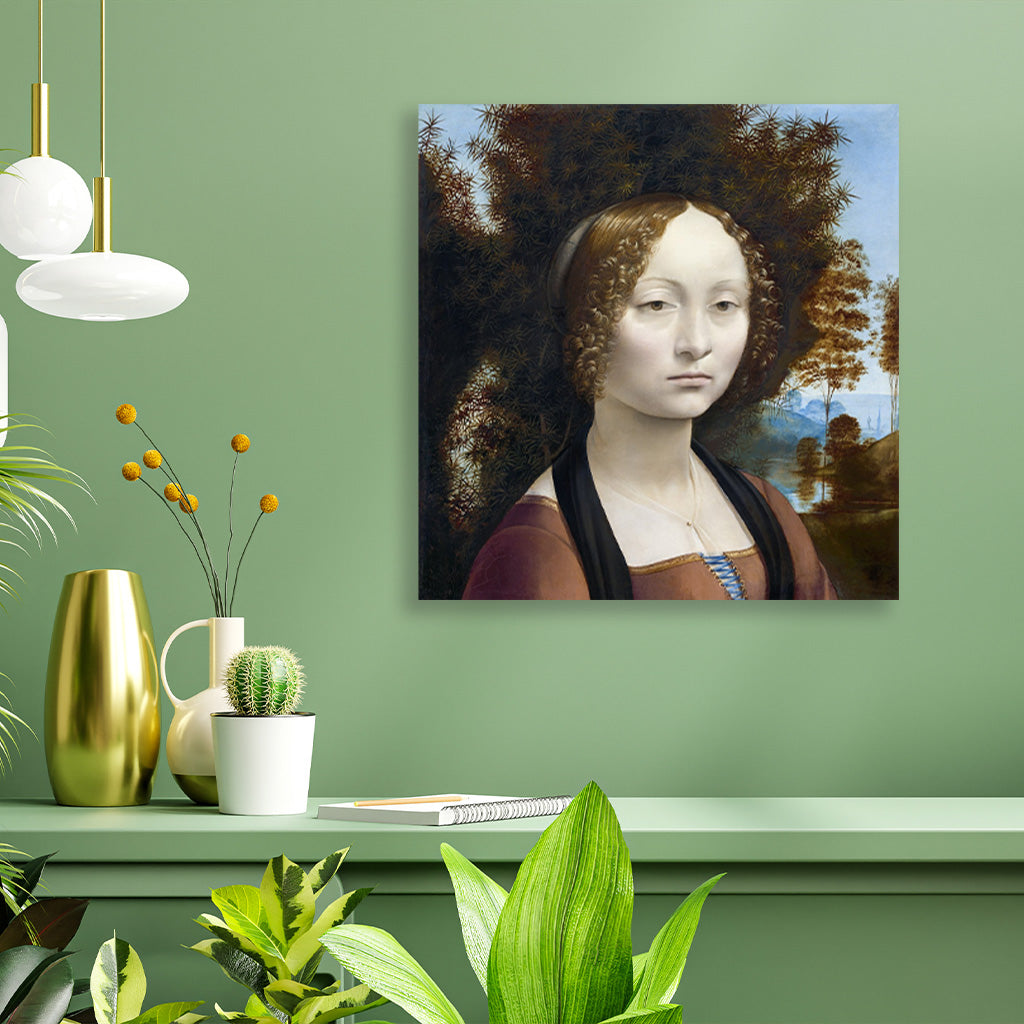 Ginevra de' Benci Painting - Meri Deewar 1 : 1 Square Premium Wall Art Canvas by MeriDeewar