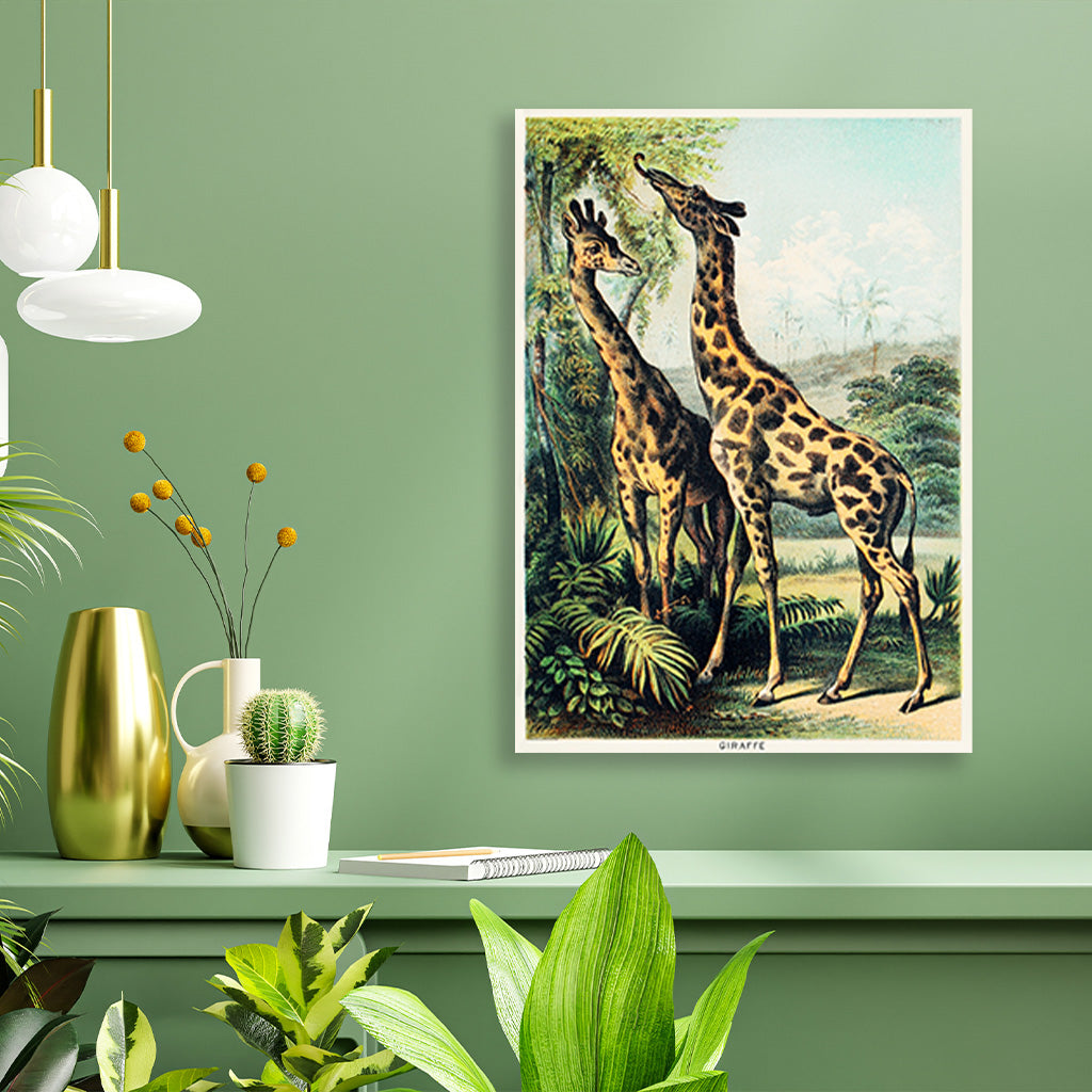 Giraffe - painting 3 : 4.2 Vertical Premium Wall Art Canvas by MeriDeewar