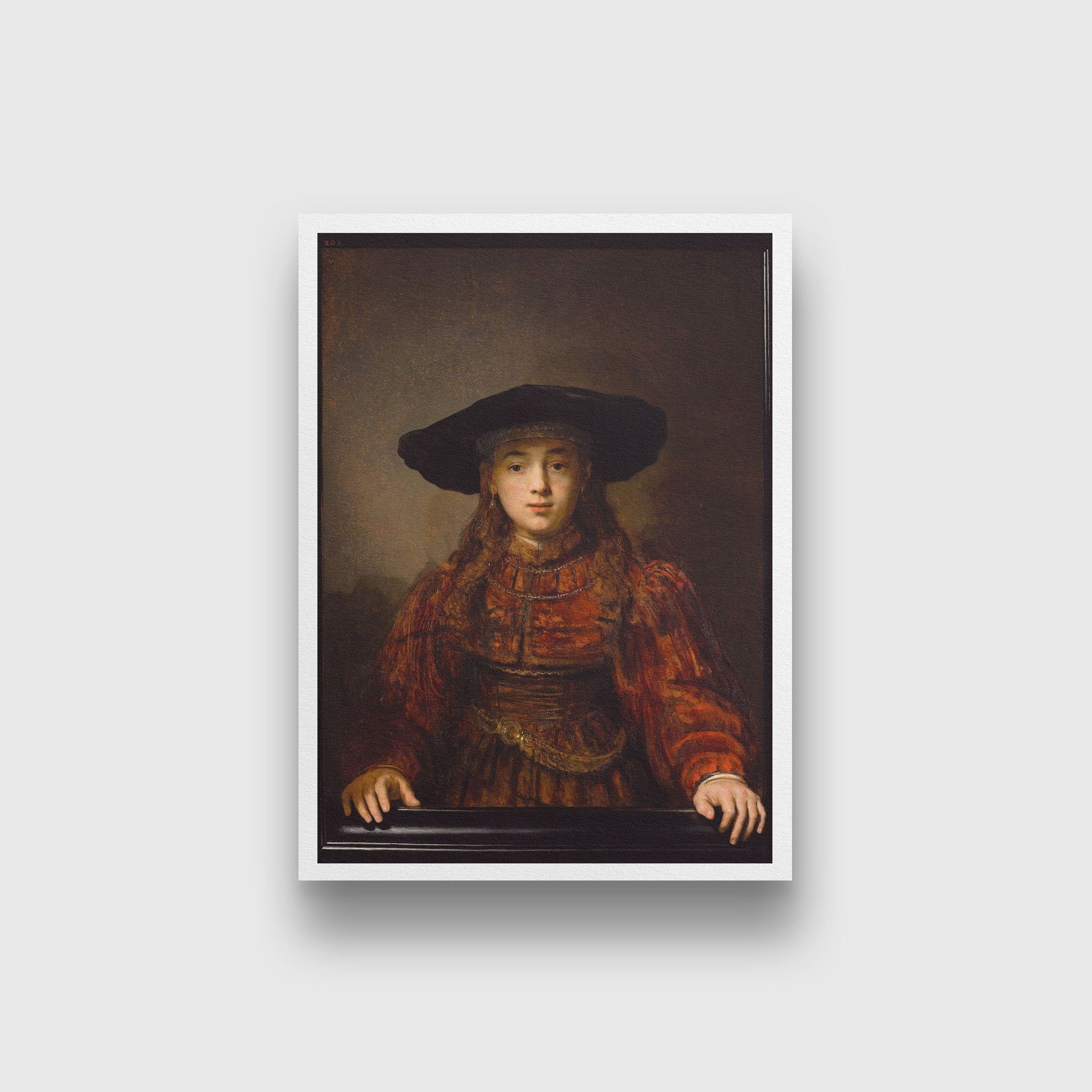Girl in a Picture Frame Painting - Meri Deewar 4 X 5.5 Vertical Premium Wall Art Canvas by MeriDeewar
