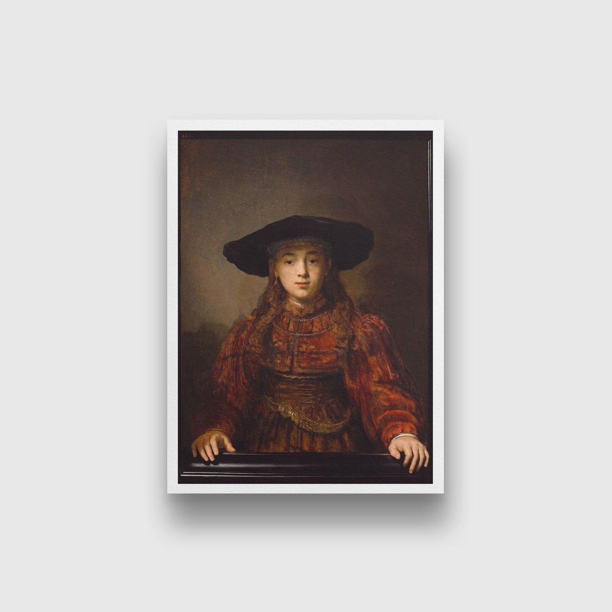 Girl in a Picture Frame Painting - Meri Deewar 4 X 5.5 Vertical Premium Wall Art Canvas by MeriDeewar