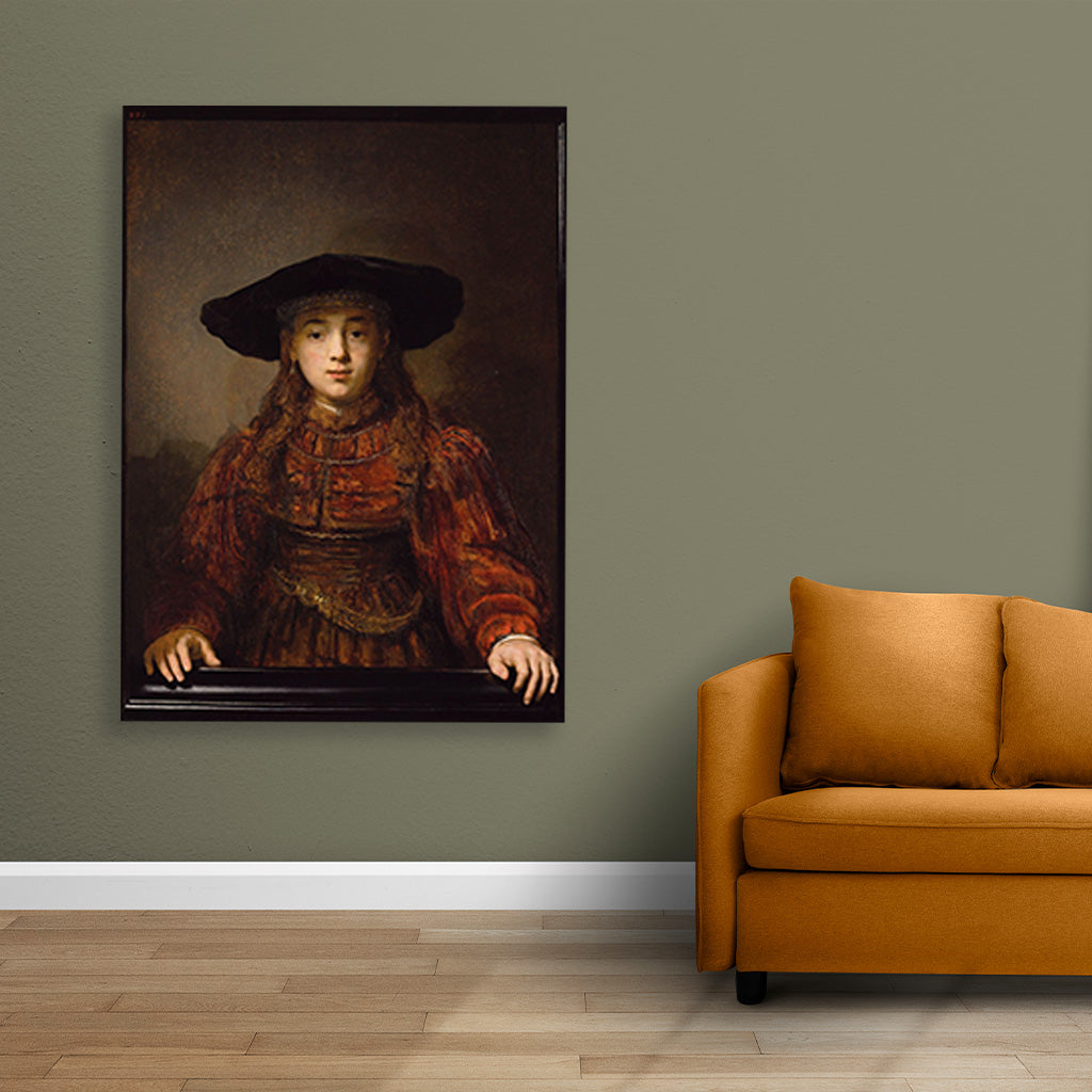 Girl in a Picture Frame Painting - Meri Deewar 4 X 5.5 Vertical Premium Wall Art Canvas by MeriDeewar