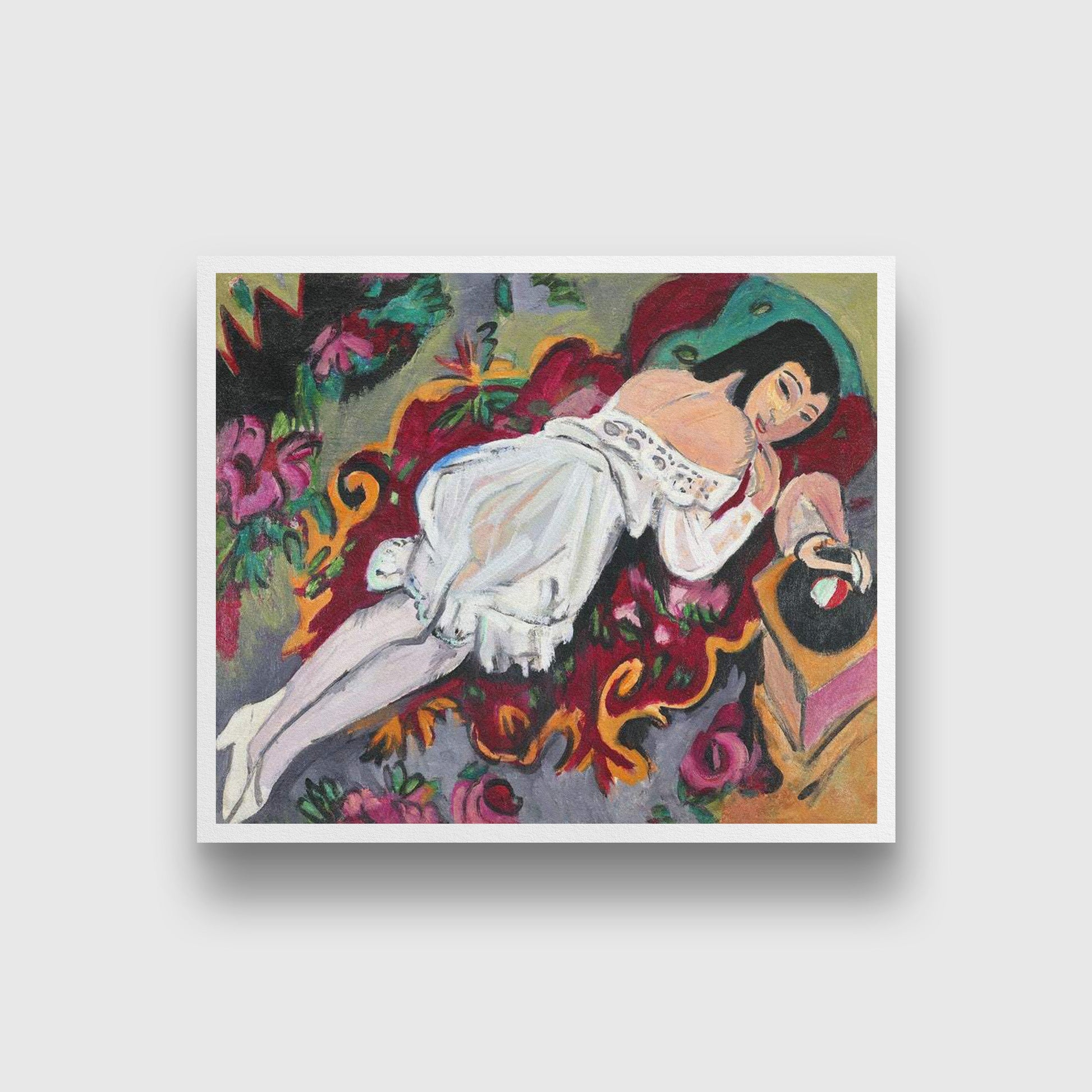 Girl in White Chemise Painting MeriDeewar 6 : 5 Horizontal Premium Wall Art Canvas by MeriDeewar