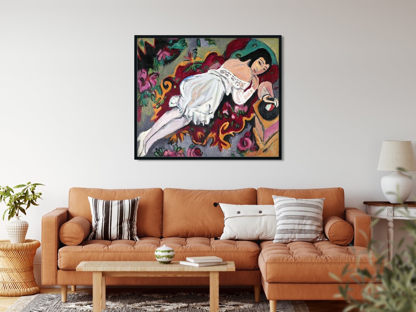 Girl in White Chemise Painting MeriDeewar 6 : 5 Horizontal Premium Wall Art Canvas by MeriDeewar