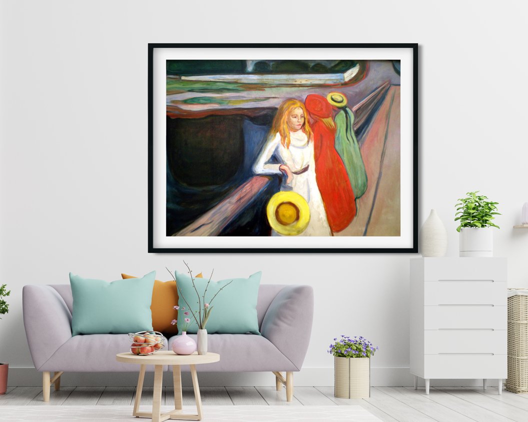 Girl On A Bridge Painting - Meri Deewar 4 : 3 Horizontal Premium Wall Art Canvas by MeriDeewar