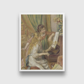 Girls at the Piano Painting - Meri Deewar 3 : 4 Vertical Premium Wall Art Canvas by MeriDeewar
