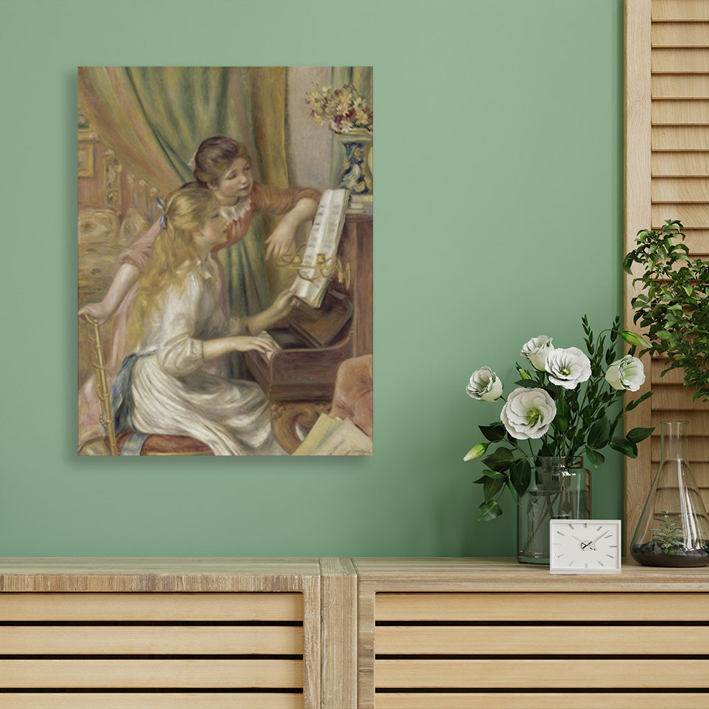 Girls at the Piano Painting - Meri Deewar 3 : 4 Vertical Premium Wall Art Canvas by MeriDeewar