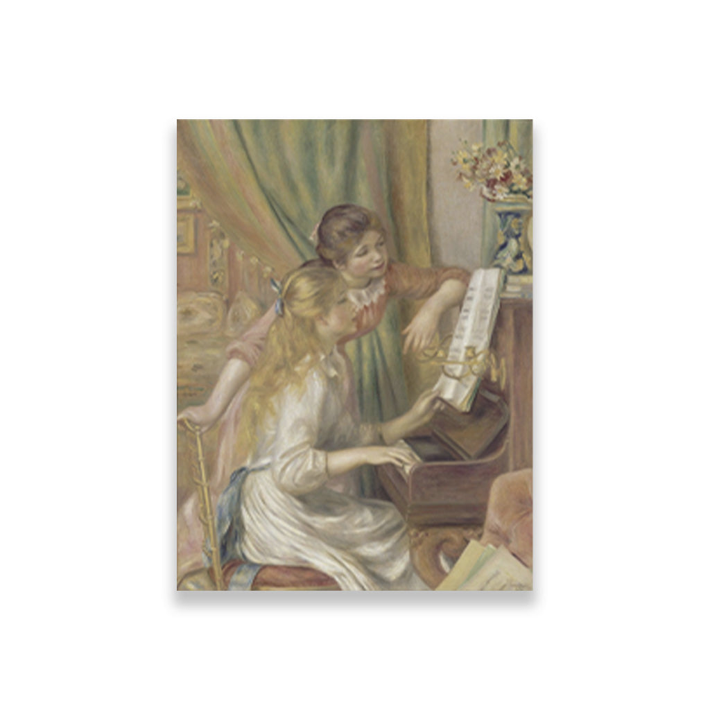 Girls at the Piano Painting - Meri Deewar 3 : 4 Vertical Premium Wall Art Canvas by MeriDeewar
