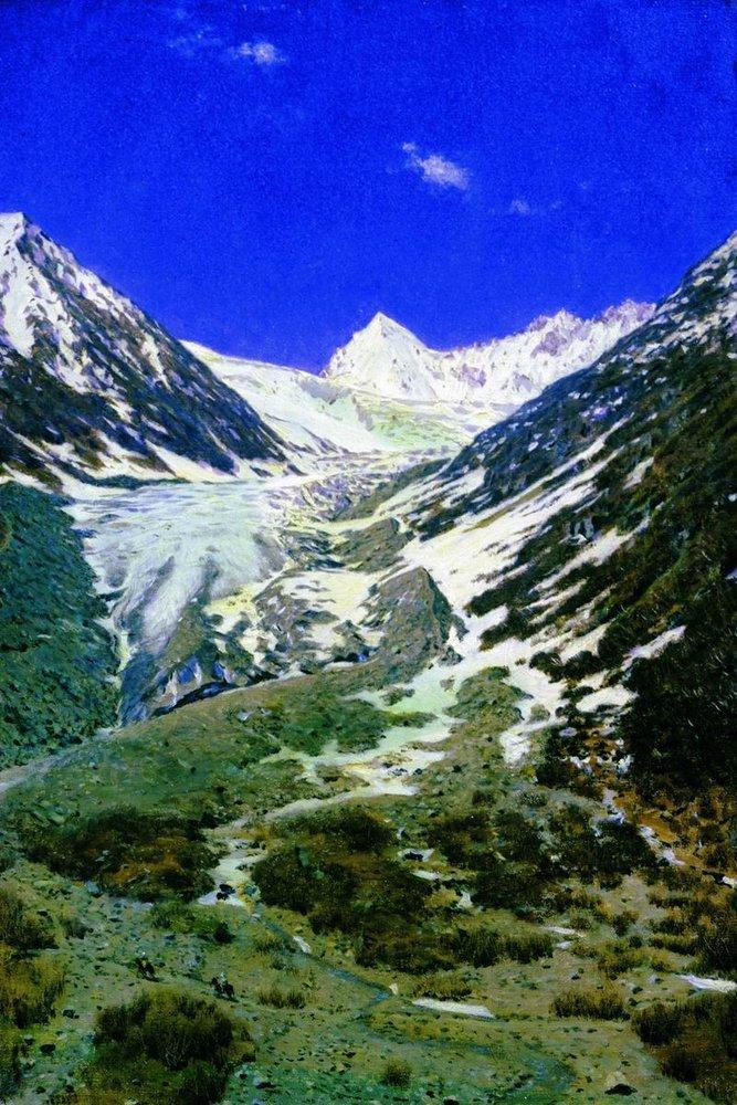 Glacier on the way from kashmir to ladakh Painting - Meri Deewar - MeriDeewar