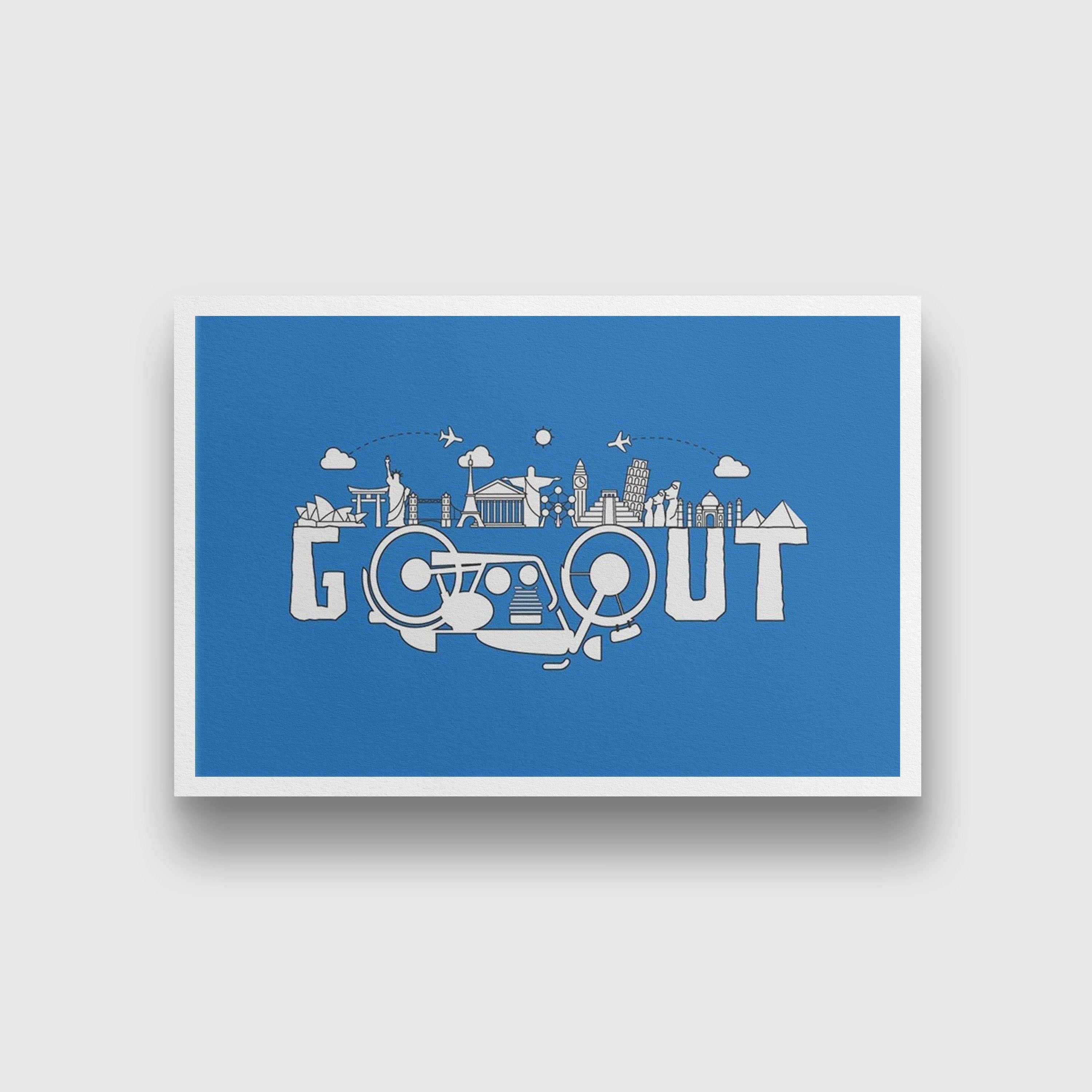 Go Out Doodle Art painting - Meri Deewar 3 : 2 Horizontal Premium Wall Art Canvas by MeriDeewar