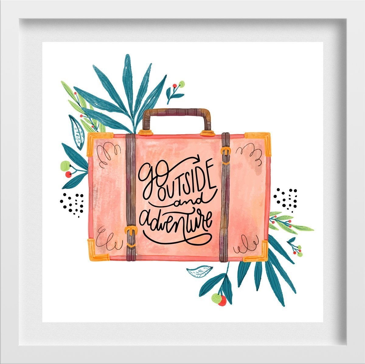 Go outside and adventure 1 : 1 Square Premium Wall Art Canvas by MeriDeewar
