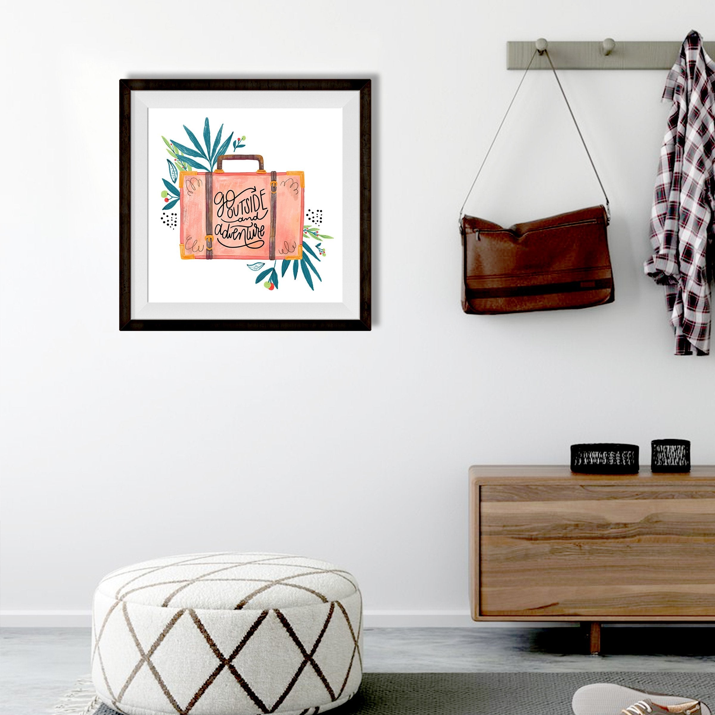 Go outside and adventure 1 : 1 Square Premium Wall Art Canvas by MeriDeewar