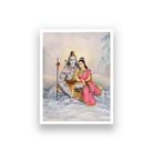 God Shiva Parvati Spiritual Wall Painting 3 : 4 Vertical Premium Wall Art Canvas by MeriDeewar