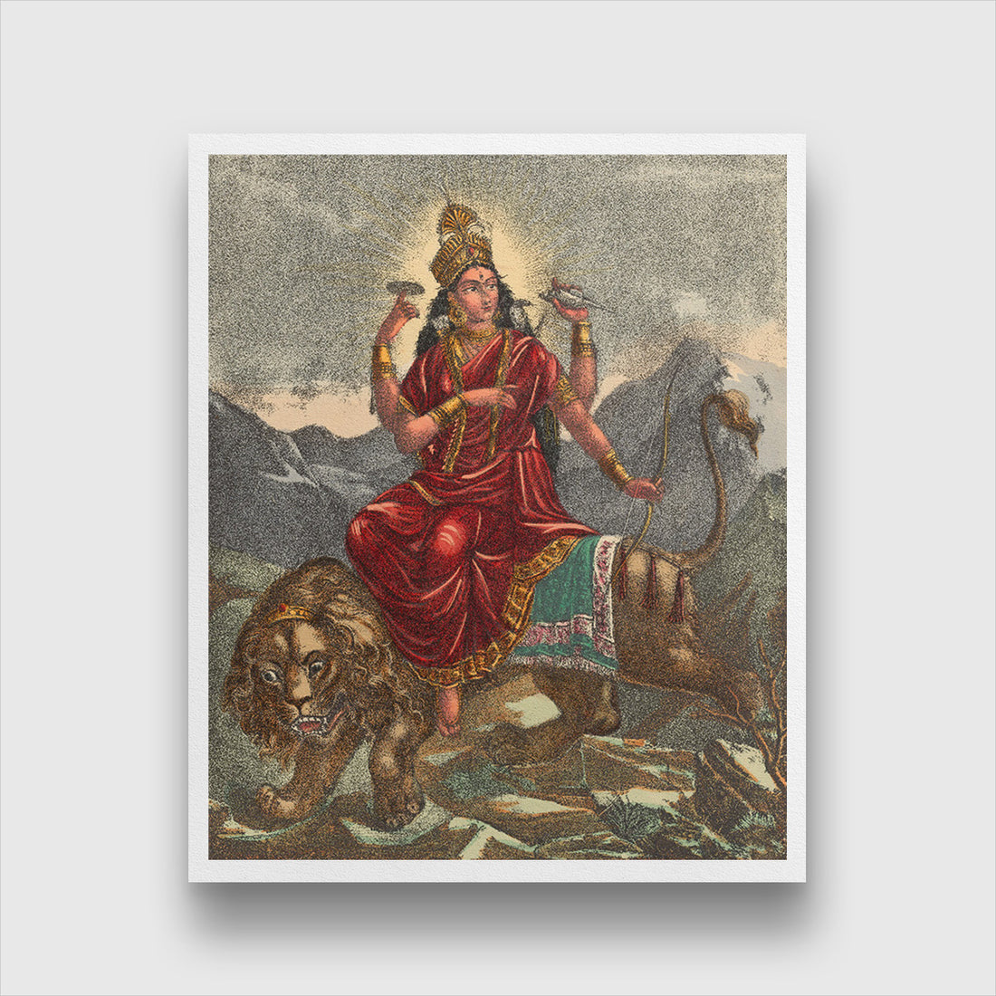Goddess Jagadhatri Painting 5 : 6 Vertical Premium Wall Art Canvas by MeriDeewar