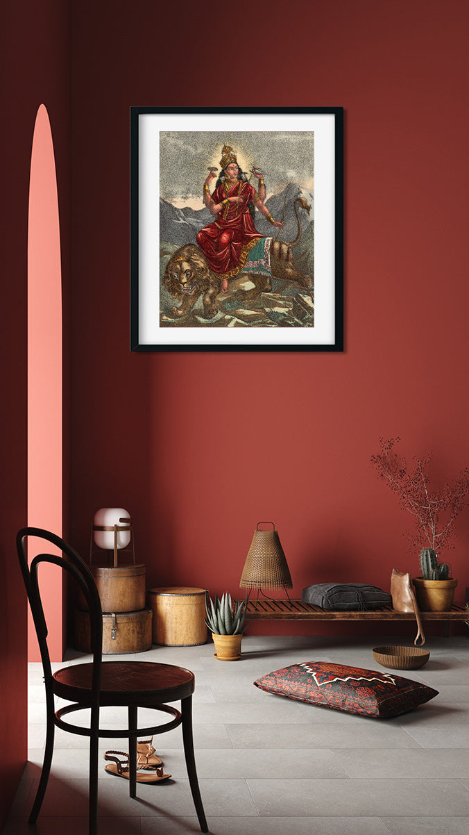 Goddess Jagadhatri Painting 5 : 6 Vertical Premium Wall Art Canvas by MeriDeewar