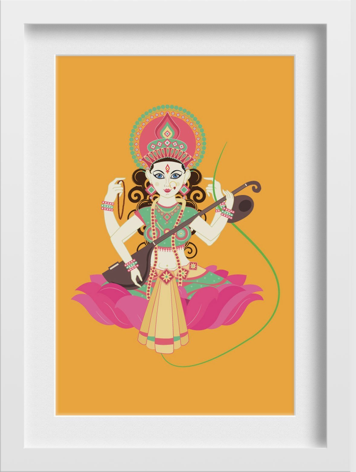 Goddess Saraswati Painting - Meri Deewar 2 : 3 Vertical Premium Wall Art Canvas by MeriDeewar