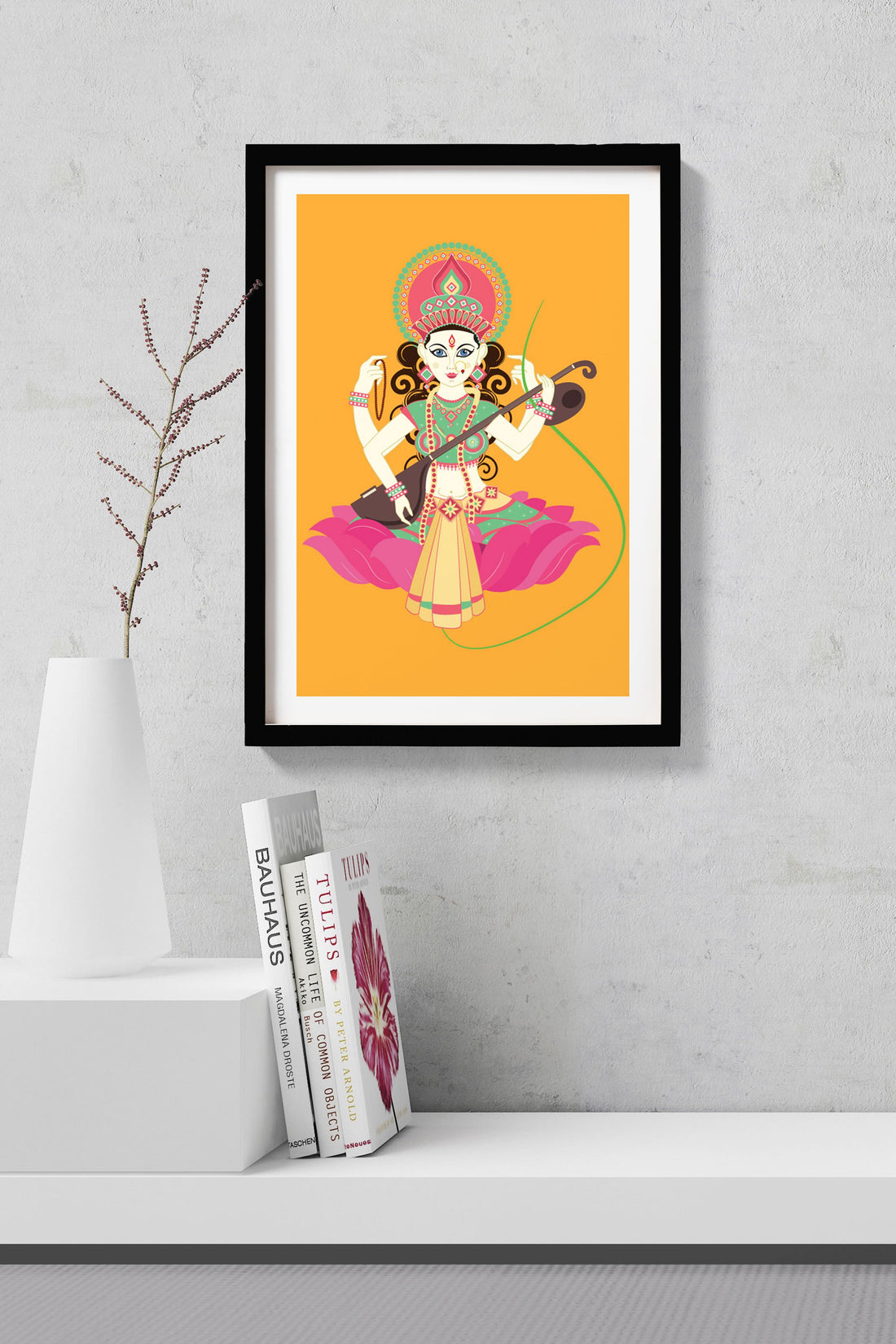 Goddess Saraswati Painting - Meri Deewar 2 : 3 Vertical Premium Wall Art Canvas by MeriDeewar