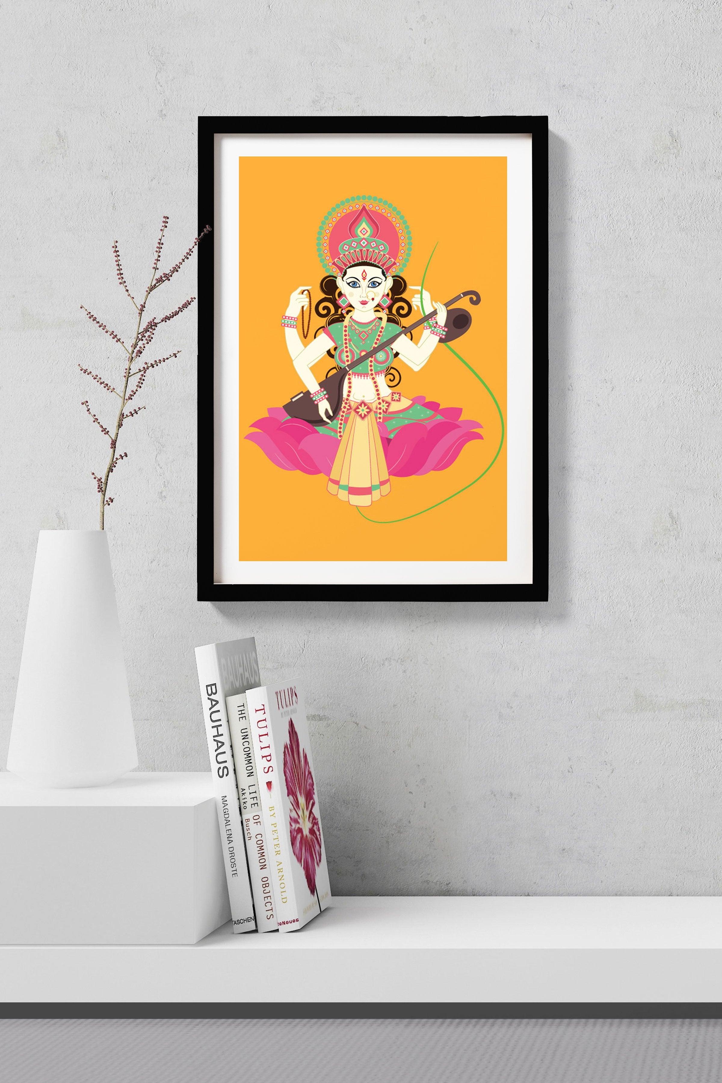 Goddess Saraswati Painting - Meri Deewar 2 : 3 Vertical Premium Wall Art Canvas by MeriDeewar